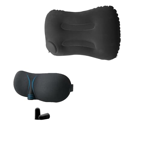 Portable Travel Sleep Comfort Set for Plane Sleep Kit at Plane Inflatable Travel Pillows Eye Mask Ear Plugs for Airplane Essentials for Seat Airplane Gadgets for Sleep Comfort (C) - color: C