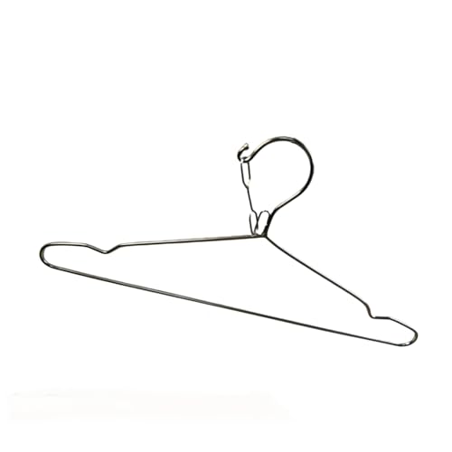 16.5” Wire Hanger 4mm Lockable Hangers 10Pack Stainless Steel Slim Thin Heavy Duty Windproof Lock Hook Metal Space Saving Clothes Hotel Hangers for RV Camping Silver (10)