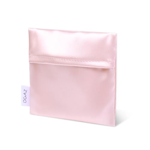 DGAZ Silk Sanitary Napkin Storage Bag, Period Bag for Teen Aged Girls, Portable Period Bag for Panty Liners/Menstrual Cup/Small Tampons，Mini Makeup Bag for Purse(Pink) - color: Pink