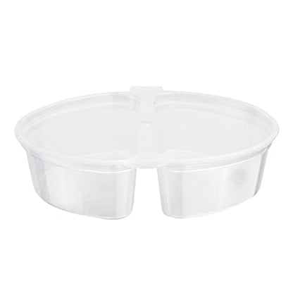 Restaurantware Futura 4 Ounce Snack Containers 100 Microwavable Sauce Containers - 2 Compartments Hinged Lid Clear Plastic Portion Cups For Condiments Or Dips - size: 6 oz
