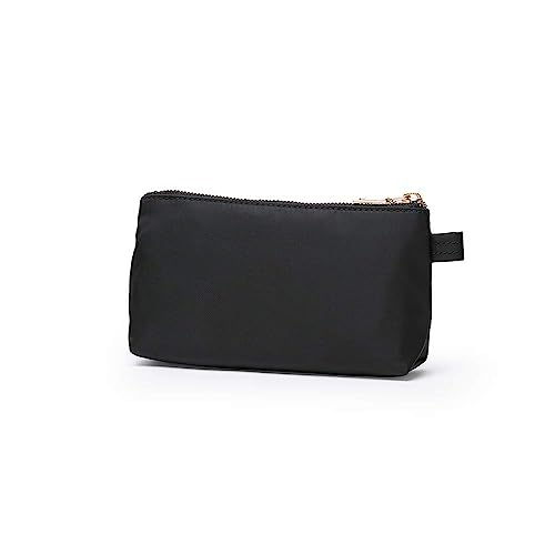 Mini Nylon Travel Toiletry Bag for Women, Water-Resistant Small Makeup Bag Organizer with 2 Dividers, Lightweight Cosmetic Pouch for Purse and Gym (Nylon/Black) - color: Nylon/Black