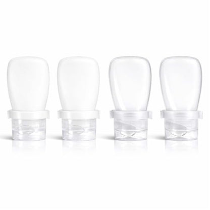 2 oz Silicone Travel Bottles, Leakproof Squeeze Bottle Mini Travel Size Container for Toiletries Lotion Shampoo and Conditioner Liquid Salad Dressing to go Condiment, TSA Approved, 4 Pack - color: Clear, White, size: 2 oz
