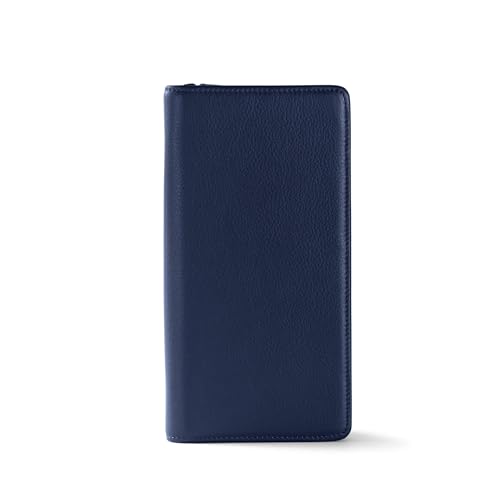Leatherology Navy Blue Full Grain Leather Zip Around Travel Wallet – RFID Passport Organizer for Cards, Cash & Travel Documents - color: Navy Blue