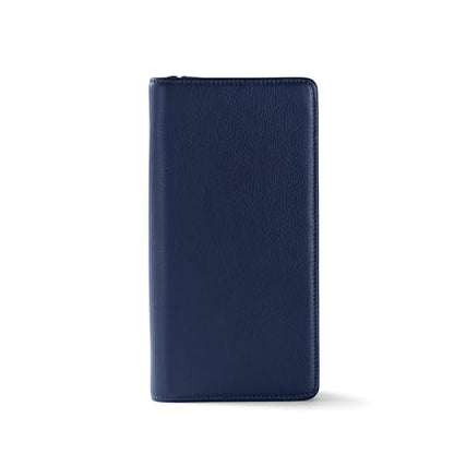 Leatherology Navy Blue Full Grain Leather Zip Around Travel Wallet – RFID Passport Organizer for Cards, Cash & Travel Documents - color: Navy Blue