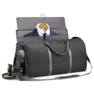 Garment Bag for Travel, Convertible Carry-On Duffel with Shoe Compartment, Waterproof & Wrinkle-Free Suit Carrier for Business Trips & Weekend Getaways, Foldable & Lightweight - color: Black