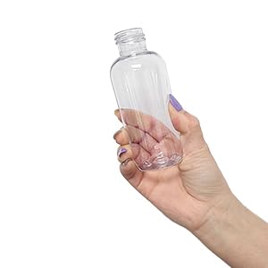 ljdeals 4 oz Clear Plastic Empty Bottles with Black Disc Top Caps, Refillable Cosmetic Containers for Shampoo, Lotions, Cream and more Pack of 6, BPA Free, Made in USA