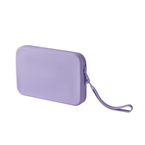 Large Silicone Multifunctional Essential Bag Portable Travel Makeup Bag for Women Men Cards Cash Bag Zipper Pouch (Purple) - color: Purple