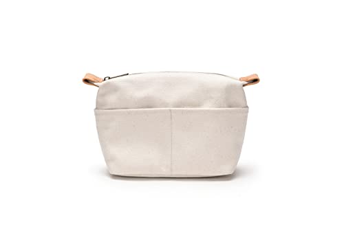 Insert Storage Bag Purse Organizer and Cosmetic Travel Bags for Women Makeup Bag with Compartments Three Sizes Cotton Canvas built-in compartments functiona and fashionable - color: Beige, size: Small