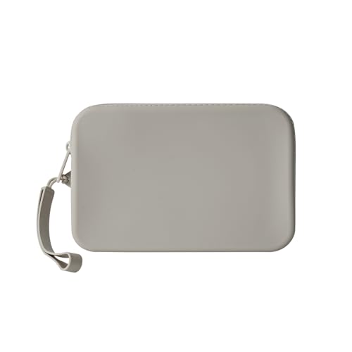 Large Silicone Multifunctional Essential Bag Portable Travel Makeup Bag for Women Men Cards Cash Bag Zipper Pouch (Grey) - color: Grey