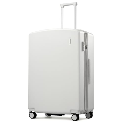 Hanke Expandable 28 Inch Luggage with Spinner Wheels, Hard Shell Large Suitcases with Wheels Checked Luggage for Travel, Rolling Suitcase for Woman & Men with TSA Lock(Smoke White) - color: Smoke White, size: Expandable 28 Inch