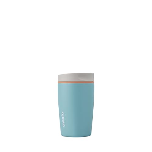 Owala SmoothSip Slider Insulated Stainless Steel Coffee Tumbler, Reusable Iced Coffee Cup, Hot Coffee Travel Mug, BPA Free 12 oz, Grey/Blue (Beachy Breeze) (Pack of 8) - color: Beachy Breeze, size: 12 Ounces (Pack of 8)