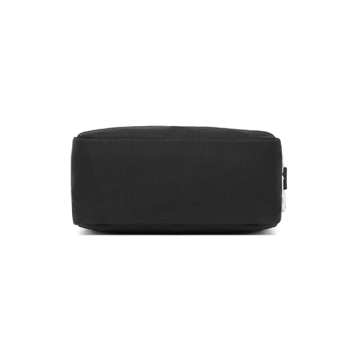 Organizer Bag -Lightweight Cosmetic Bag with Ring Clasp, Perfect Travel Makeup Bag for Women,nylon Stand Up Design (Black/Canvas) - color: Black/Canvas