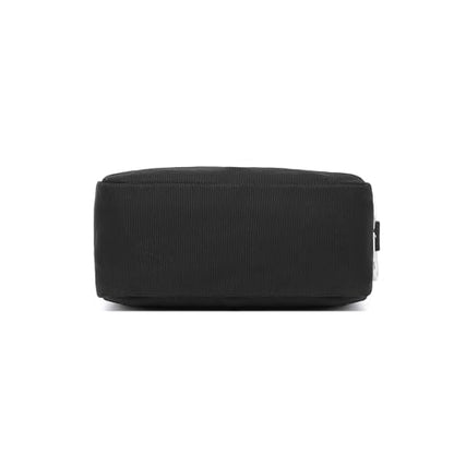 Organizer Bag -Lightweight Cosmetic Bag with Ring Clasp, Perfect Travel Makeup Bag for Women,nylon Stand Up Design (Black/Canvas) - color: Black/Canvas
