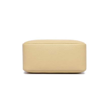 PU leather Organizer Bag Lightweight Cosmetic Bag with Ring Clasp Perfect Travel Makeup Bag for Women (Ground Lotus/PU) - color: Almond Yellow/PU