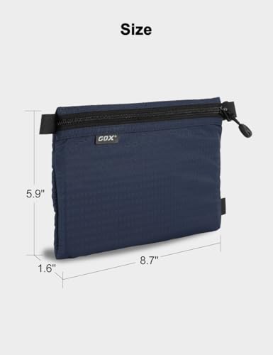 GOX Travel Toiletry Bag Carry On Zipper Pouch Cosmetic Kit Makeup Digital Bag Water Resistant Nylon (Navy Blue) - color: Navy Blue