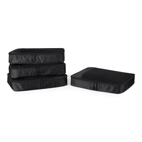 Amazon Essentials 4-Piece Packing Cubes Travel Accessories Set, Luggage Organizer with Double Zipper, Mesh Top, Space-Saving, Large, Black (Previously Amazon Basics) - color: Black, size: 4 x Large