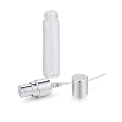 20Pcs 5ml Empty Clear Glass Mist Spray Bottle Refillable Mini Perfume Atomizer Travel Sample Bottle with Silver Aluminized Nozzle Makeup Container for Perfume (5ml Silver Caps) - color: 5ml Silver Caps