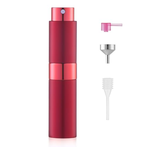 LISAPACK 8ML Atomizer Perfume Spray Bottle for Travel, Empty Refillable Cologne Dispenser, Portable Sprayer (Wine Red) - color: Wine Red