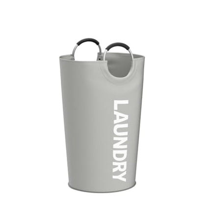 DOKEHOM 95L Large Laundry Basket, Collapsible Laundry Bag, Freestanding Tall Clothes Hamper, Foldable Washing Bin (Grey) - color: Light Grey, size: 95L