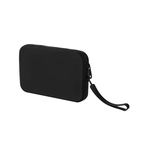 Small Silicone Multifunctional Essential Bag Portable Travel Makeup Bag for Women Men Cards Cash Bag Zipper Pouch (Black) - color: Black