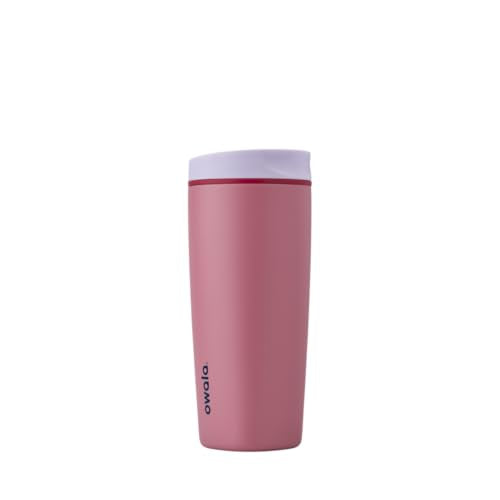Owala SmoothSip Slider Insulated Stainless Steel Coffee Tumbler, Reusable Iced Coffee Cup, Hot Coffee Travel Mug, BPA Free 20 oz, Purple/Pink (Crochet Queen) - color: Crochet Queen, size: 20 Ounces