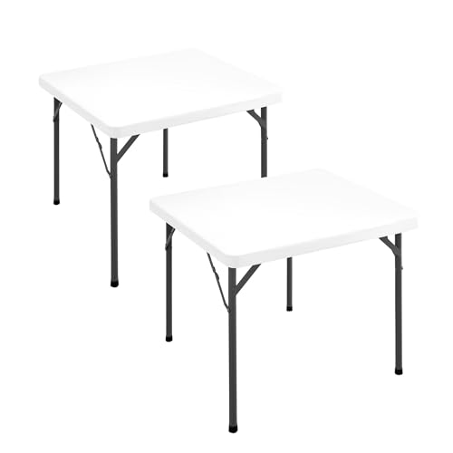 Small Square Fitted Table Covers - 2 Pack 24x24 Inch Card Tablecloth, Elastic Folding Dining Table Protector for Outdoor Picnic Party, Washable & Reusable, White - color: White, size: 24x24 inch, 2 Pack