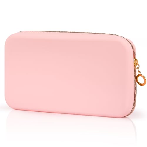 Sakolla Zipper Makeup Brushes Bag for Travel, Make Up Brushes Pouch Case for Makeup Tools, Large Silicone Makeup Brush Holder for Daily Work (Pink) - color: Large-Pink