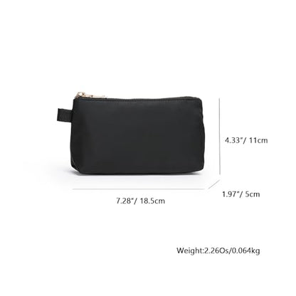 Mini Nylon Travel Toiletry Bag for Women, Water-Resistant Small Makeup Bag Organizer with 2 Dividers, Lightweight Cosmetic Pouch for Purse and Gym (Nylon/Black) - color: Nylon/Black