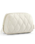 BAGSMART Makeup Bag, Travel Cosmetic Bag, Puffy Padded Make Up Bag for Women, Makeup Organizer Case, Wide-open Pouch Purse, Travel Essentials, Toiletries Accessories Brushes, Beige - color: E-Beige