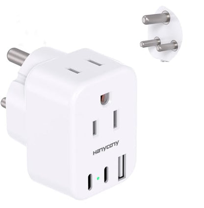 HANYCONY South Africa Travel Plug Adapter, Type M Power Adapter with 2 AC Outlets 3 USB Ports(2 USB C) for US to South Africa Botswana Namibia India Nepal Bhutan Sri Lanka - style: Type M - South Africa