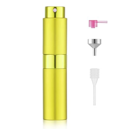 LISAPACK 8ML Atomizer Perfume Spray Bottle for Travel, Empty Refillable Cologne Dispenser, Portable Sprayer (Yellow) - color: Yellow