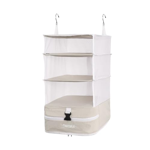 TABITORA Portable Hanging Travel Shelves Bag Packing Cube Organizer Suitcase Storage Large Capacity (Cream white L) - color: Cream White, size: Large