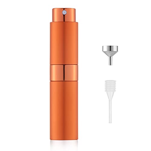 LISAPACK 8ML Atomizer Perfume Spray Bottle for Travel, Empty Refillable Cologne Dispenser, Portable Sprayer (Orange) - color: Orange