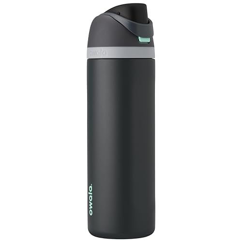 Owala FreeSip Insulated Stainless Steel Water Bottle with Straw for Sports and Travel, BPA-Free, 24oz, Foggy Tide - color: Foggy Tide, size: 24 Ounces