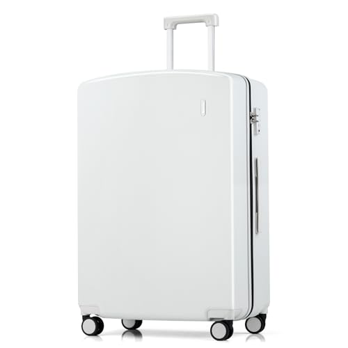 Hanke 28 Inch Luggage with Spinner Wheels Lightweight PC Hard Shell Suitcases, Large Checked Luggage with TSA Lock, Hardside Checked-Large 28" Rolling Suitcases for Travel(Smoke White) - color: Smoke White, size: Checked-Large 28-Inch