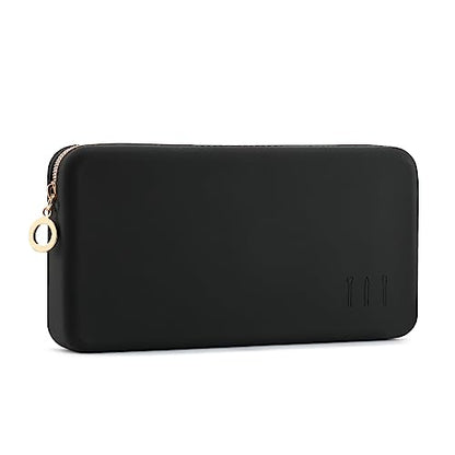 FVION Zipper Makeup Brushes Bag For Travel, Large Silicone Makeup Brush Holder, Make Up Brushes Pouch Case for Makeup Tools - Black - color: Black