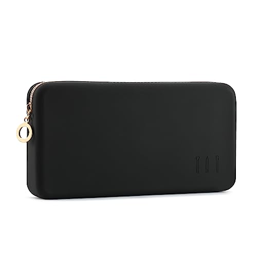 FVION Zipper Makeup Brushes Bag For Travel, Large Silicone Makeup Brush Holder, Make Up Brushes Pouch Case for Makeup Tools - Black - color: Black