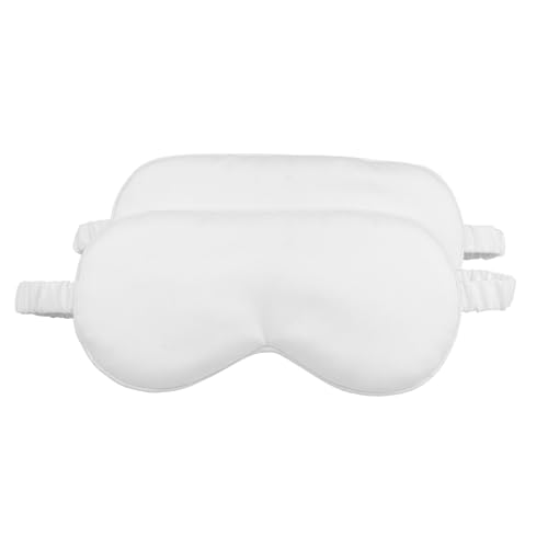 HBHLFZ Sleep Mask 2 Pack - Bamboo Viscose Fiber Sleeping Eye Mask - with Elastic Band/Headband - Comfort Sleeping Shade - for Nighttime Sleeping, Traveling & Napping（White） - color: White
