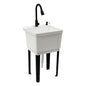 Utility Sink Laundry Tub Garage Sink w/Pull-out Faucet Freestanding Utility Sink Slop Sink for Washing Room Restaurants Utility Rooms Gardens, 19.69"W x 18.9"D x 33.07"H - color: White+Black, 19.7 x 18.9 x 33.1in
