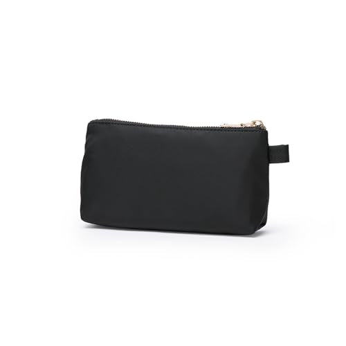Mini Nylon Travel Toiletry Bag for Women, Water-Resistant Small Makeup Bag Organizer with 2 Dividers, Lightweight Cosmetic Pouch for Purse and Gym (Nylon/Black) - color: Nylon/Black