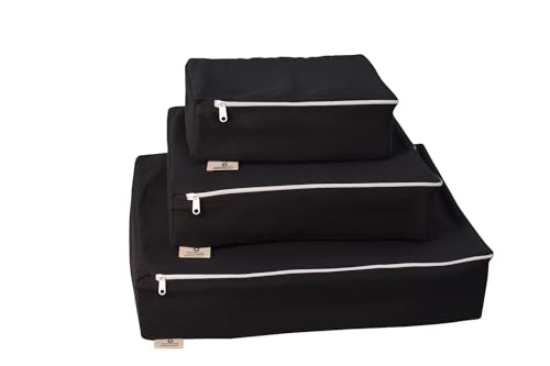 Packing Cubes Bag Pure Canvas Travel Organizers with Durable YKK Zippers for Clothes, Shoes & Luggage Storage(Set of 3 (1 Small, 1 Medium, 1 Large), Black) - color: Black, style: Set of 3 (1 Small, 1 Medium, 1 Large )
