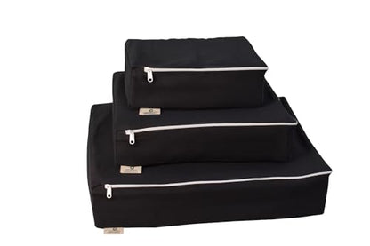 Packing Cubes Bag Pure Canvas Travel Organizers (18"x12"x4") with Durable YKK Zippers for Clothes, Shoes & Luggage Storage (Set of 3 LARGE, Black) - color: Black, style: Set of 3 (Large)