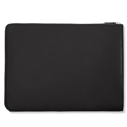 Leatherology Black Onyx Gusseted Document and Laptop Holder – Full Grain Leather Case for 13" & 15" Laptops with Expanding Pocket, Pen Slot & Microsuede Lining - color: Black Onyx