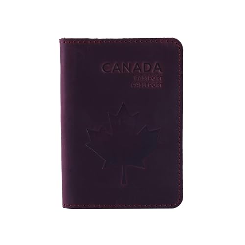 INCARNE Leather Passport Holder for Travel - Passport Case - Passport Wallet for Men - Passport Cover for Women Sleeve Protector - Travel Essentials Vacation Luggage Travel Gifts - Vintage Burgundy - color: Vintage Burgundy, style: Maple Canada