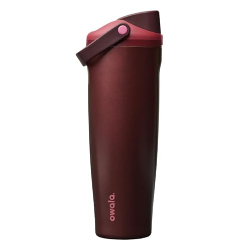 Owala FreeSip Sway Insulated Stainless Steel Water Bottle with Two-Way Spout, Built-In Straw and Bucket Handle, Made for Travel, School, and Sports, 40oz, BPA Free, Leak Proof, Black Cherry - color: Black Cherry, size: 40 Ounces