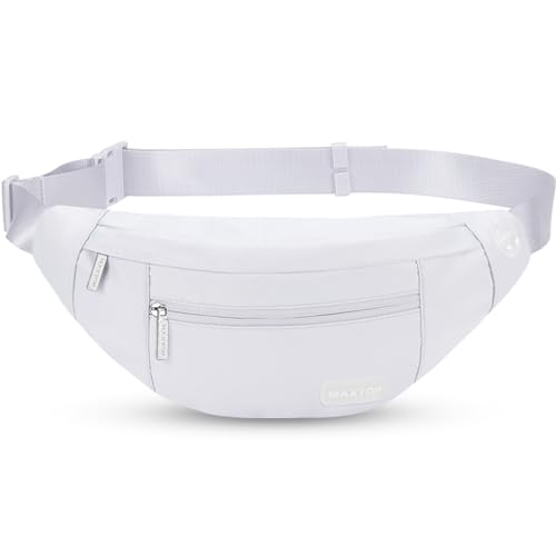 MAXTOP Large Crossbody Fanny Pack with 4-Zipper Pockets,Gifts for Enjoy Sports Festival Workout Traveling Running Casual Hands-Free Wallets Waist Pack Phone Bag Carrying All Phones - color: White, style: Large Fanny Pack(4 Zipper Pockets)