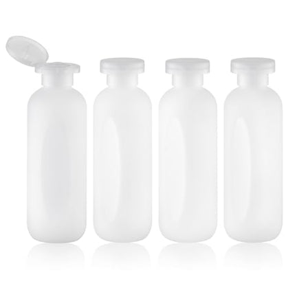 Empty Shampoo Bottles 6.7oz - Large Size Refillable Plastic Liquids Toiletry Containers - Empty Leak Proof Lotion Toiletries Dispenser - Clear Flip Cap Top Body Wash and Cosmetic Set 4 Pack - color: Clear