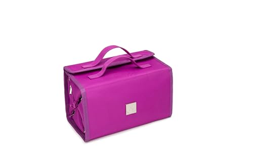 ROYALFAIR Roll Up Makeup Bag, Travel Toiletry Bag for Women with 4 Clear TSA Approved Pouches, Hanging Travel Organizer, Folding Cosmetic Bag for Men and Women - color: Purple