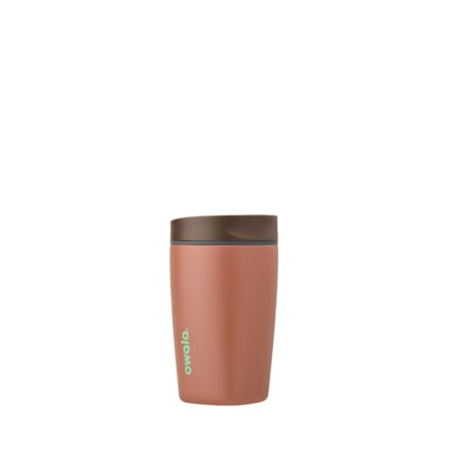Owala SmoothSip Slider Insulated Stainless Steel Coffee Tumbler, Reusable Iced Coffee Cup, Hot Coffee Travel Mug, BPA Free 12 oz, Grey/Brown (Cozy Cocoa) - color: Cozy Cocoa, size: 12 Ounces