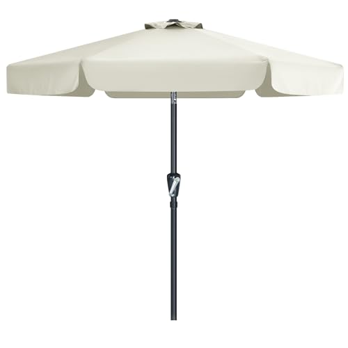 MASTERCANOPY 7.5ft Patio Umbrella with Valance, Crank and Tilt – 6 Ribs Outdoor Market Umbrella, UV/Fade Resistant, Waterproof Canopy with Wind Vent for Garden, Deck, Backyard, Pool (ight Beige) - color: Light Beige, size: 7.5FT